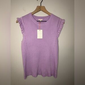Women’s Skies are Blue Skies ruffle sleeve ribbed top lilac size L NWT